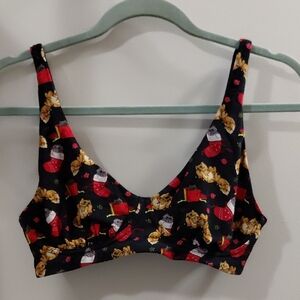 MeUndies Black Bralette with Cat and Floral Print